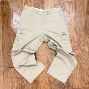 Dickies Men Khaki Cargo Baggy Utility Pants Workwear Relaxed Fit Size 38 32